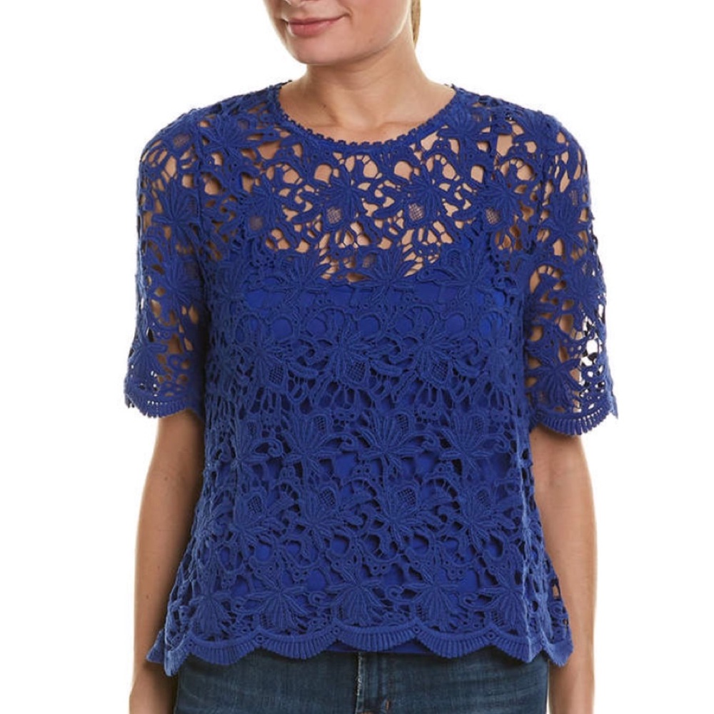 Velvet by graham and Spencer blue lace top